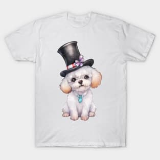 Watercolor Poodle Dog in Magic Hat T-Shirt